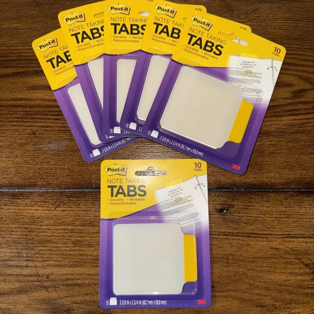 Post-it Note Taking Tabs Lot of 6 Writable Repositionable 3 3/8